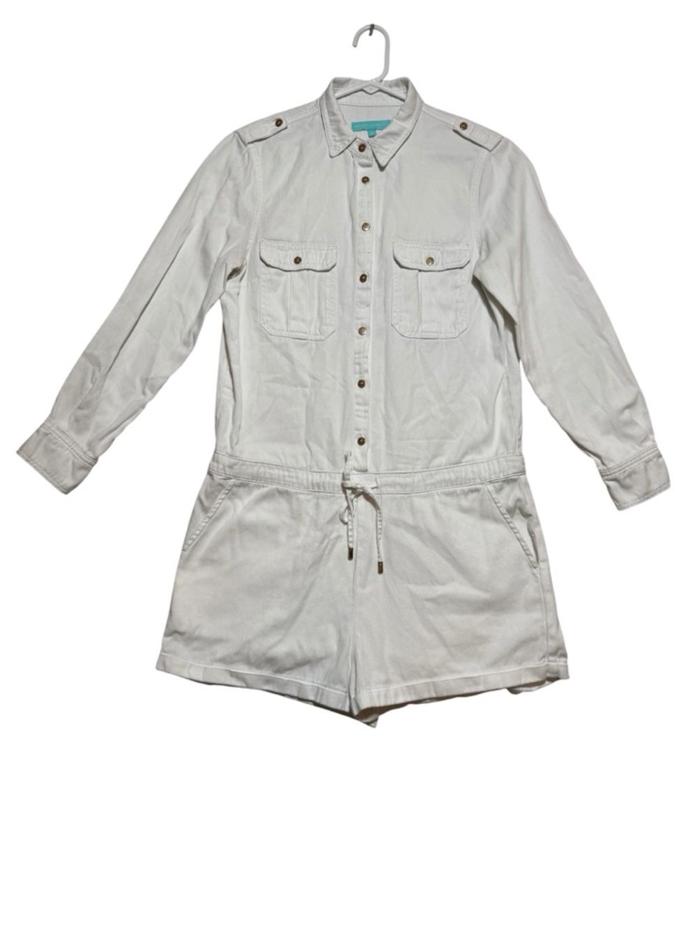 Melissa Odabash Honour White Denim Utility Playsuit Romper Jumpsuit Size M